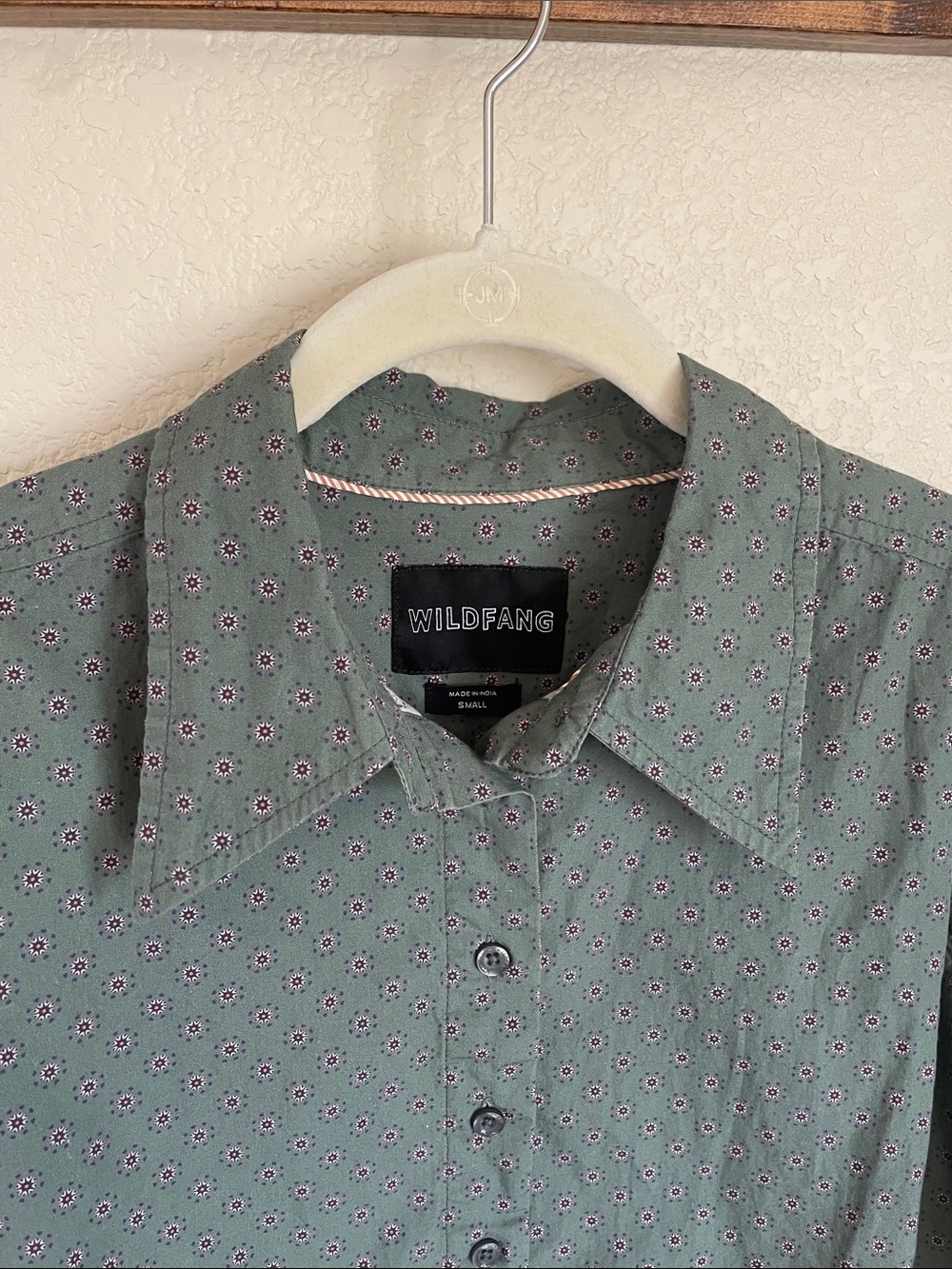 Wildfang Essential Long Sleeve Cropped Button-Up Shirt S Cotton Micro Floral - Picture 6 of 11